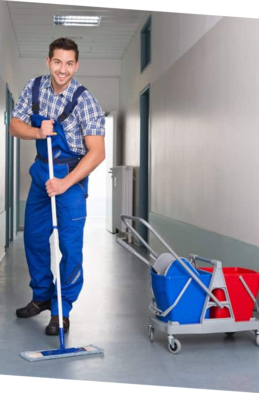 Mac's cleaning staff cleaning floors in Businesses and Schools