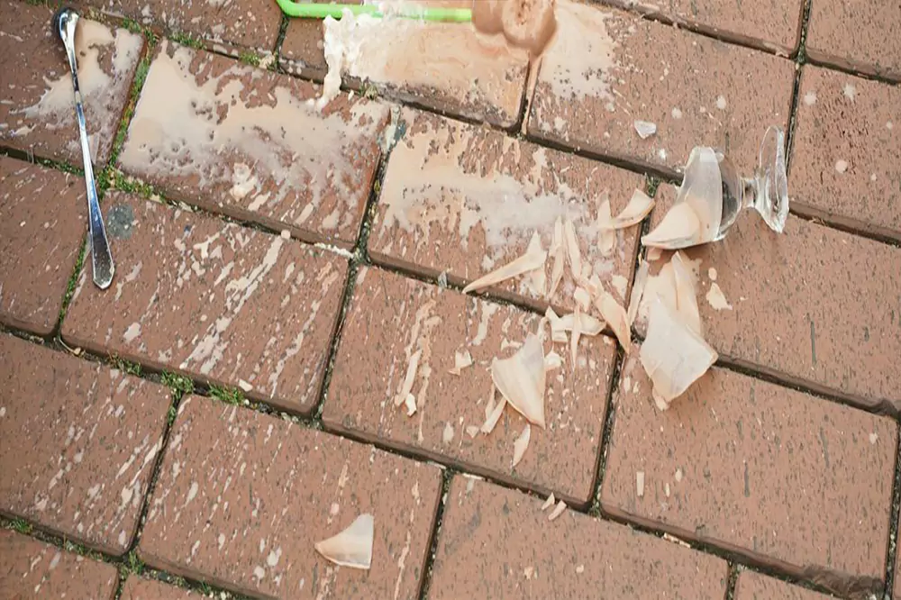 Brick walkway which needs cleaning during flu season