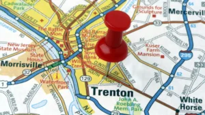 Trenton NJ map with pin location