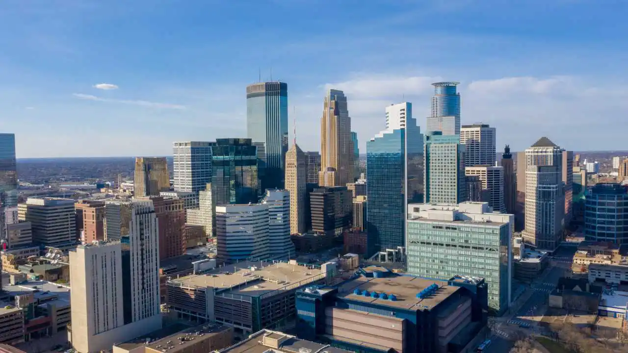 Minneapolis, MN skyline in business district during day