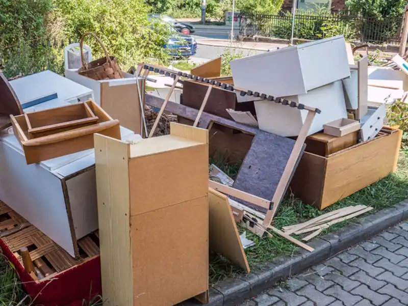 Items from office move out placed outside for trash removal